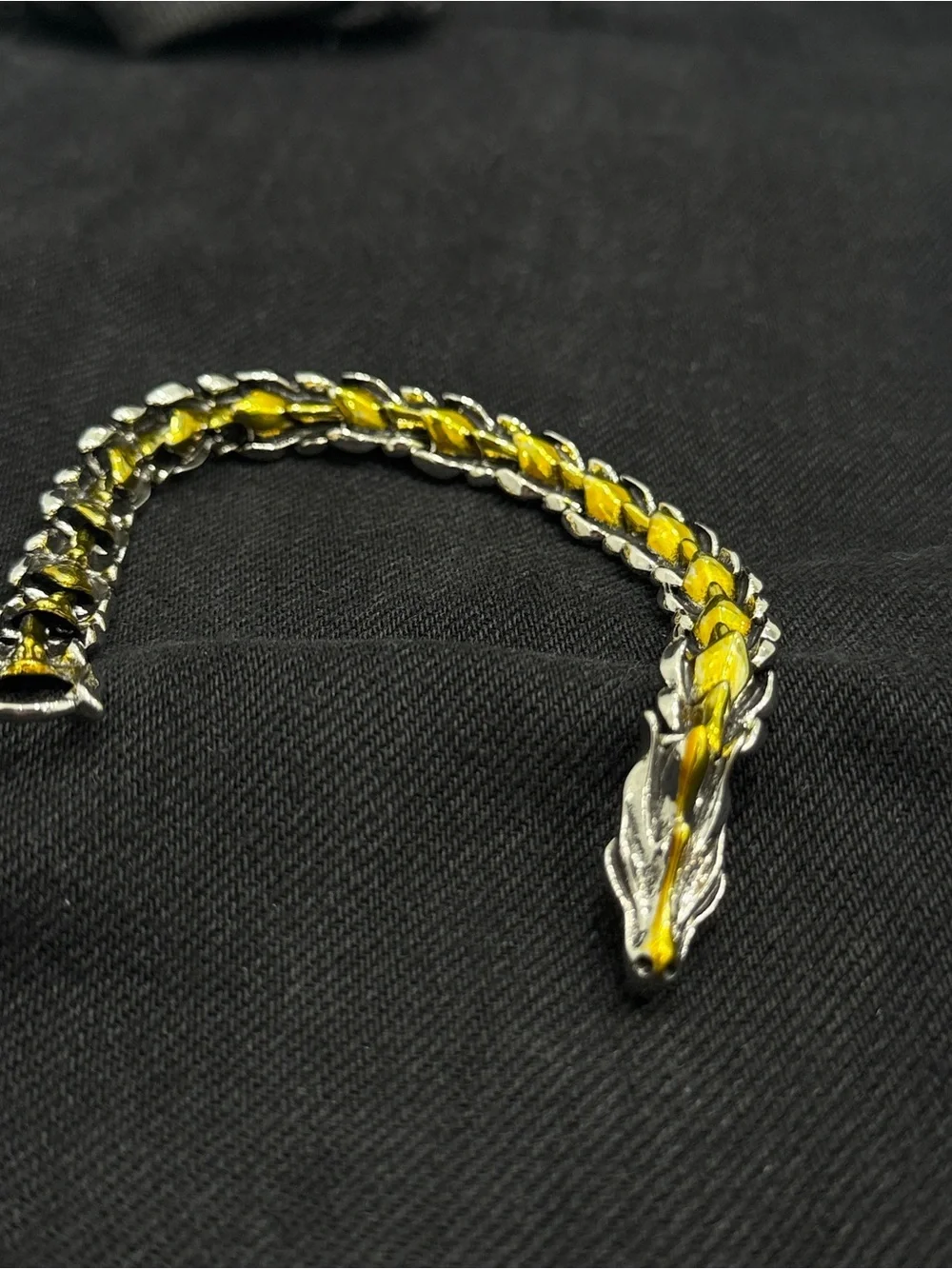 Silver and Gold Two-Tone Dragon Chain reversible Bracelet